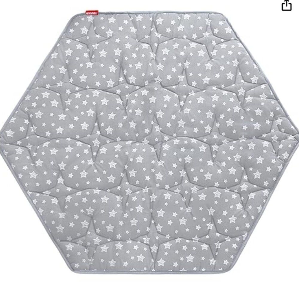 Moonsea Gray with White Stars Cushioned Baby Play Mat | Size 45" x 52"